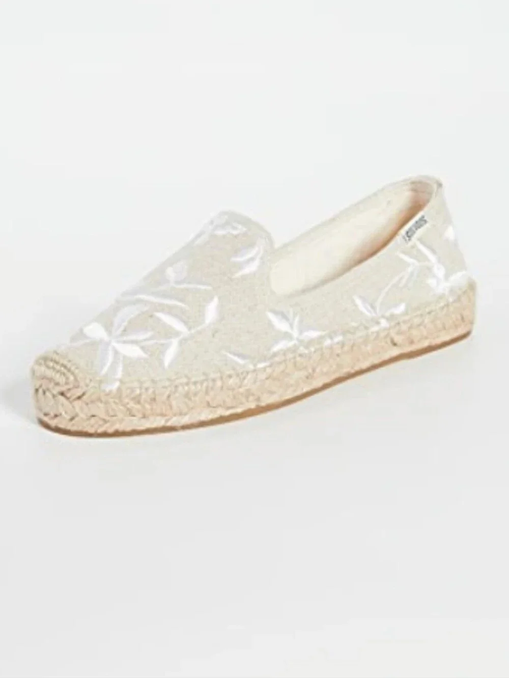 Soludos Sand Espadrilles with White Floral Embroidery Size 8 - Picture 6 of 12